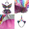 Unicorn Headband With Net Skirt Magical Costume For Kids Rainbow Gold Silver