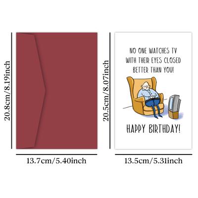 1 Peça Cartão de Aniversário Criativo Engraçado, Cartão de Aniversário Engraçado Para Pai, Marido, Avô, Cartão Assistindo TV de Olhos Fechados, Cartão de Agradecimento
