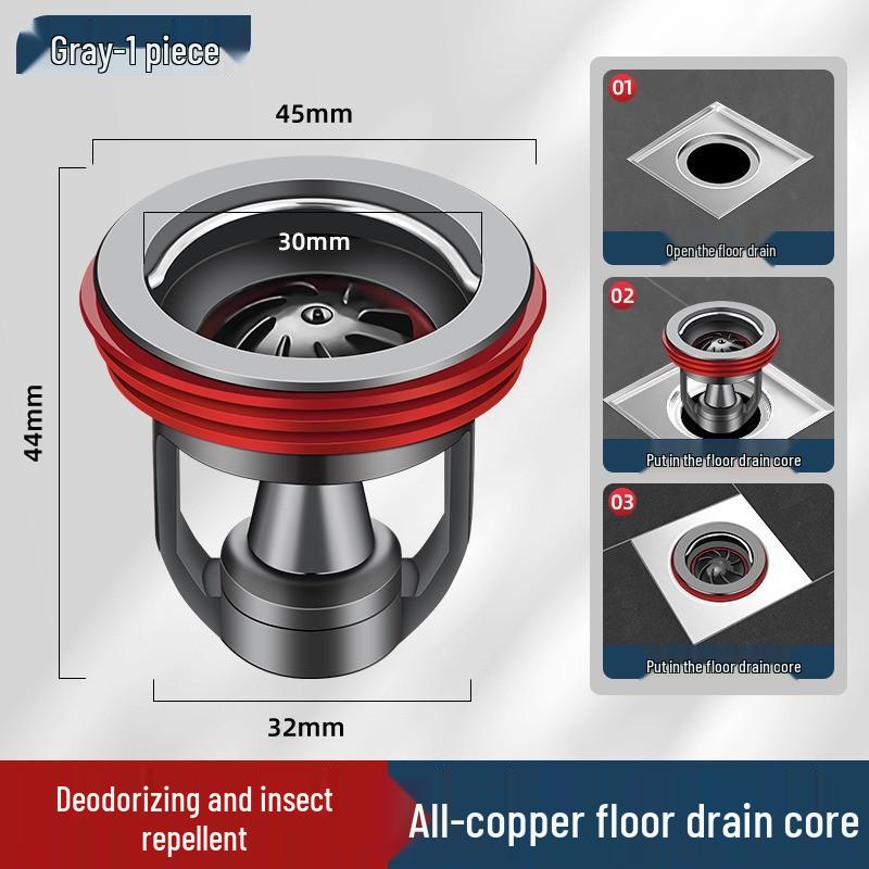 Odor-Proof All-Copper Floor Drain with Anti-Backflow Sealing Cover for Bathrooms