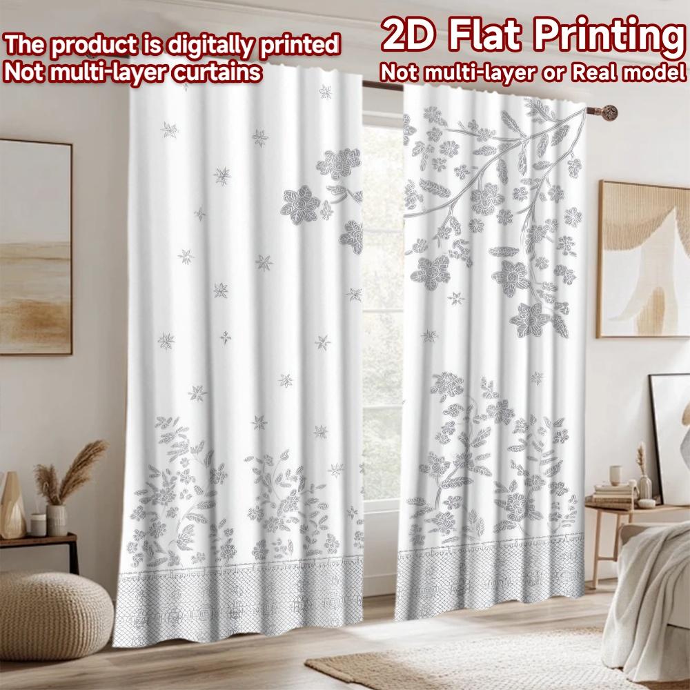 2D flat Photography Backdrop Photography Backdrop Floral Branches and Stars 100% Polyester Party Decorations for Holiday