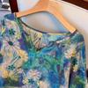 Artistic Retro Plus-Size Short-Sleeve Mid-Length Dress
