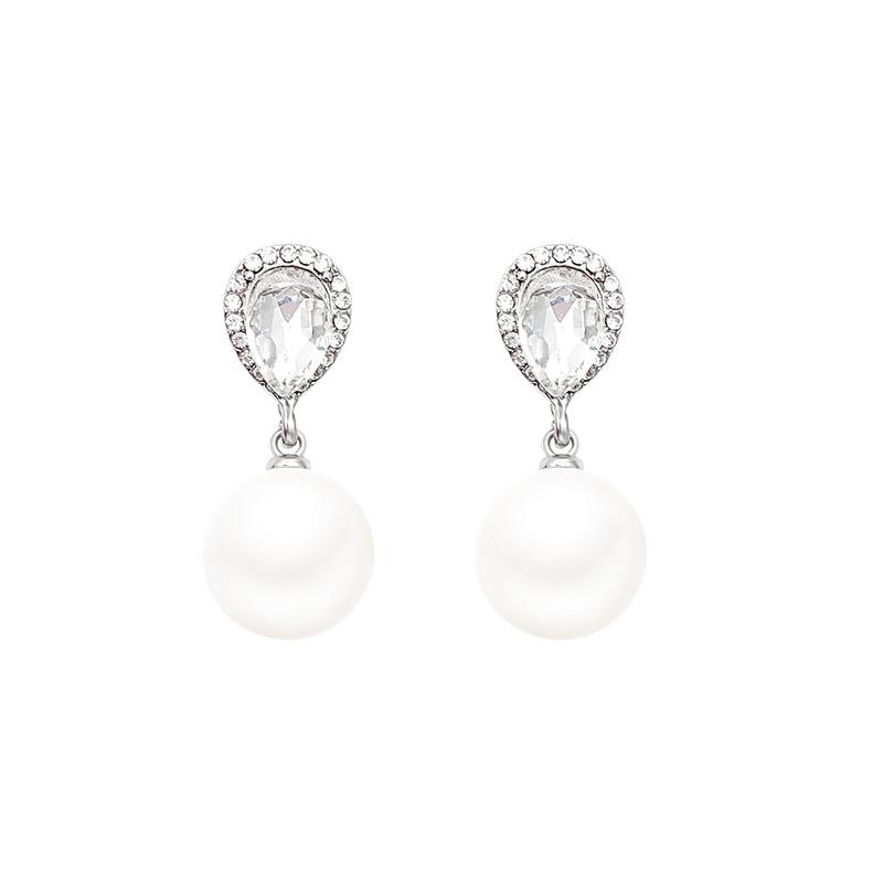 Flash diamond water drop pearl earrings women's high-end sense niche unique explosive earrings New light luxury ear jewelry