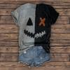 Moda Donna Casual Manica a Tre Quarti Lettere di Halloween, Top con Stampa Faccia