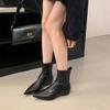 2025 New Autumn and Winter Height Increase Pointed Small Short Boots Women's Shoes Single Boots with Skirt Thin Martin Boots