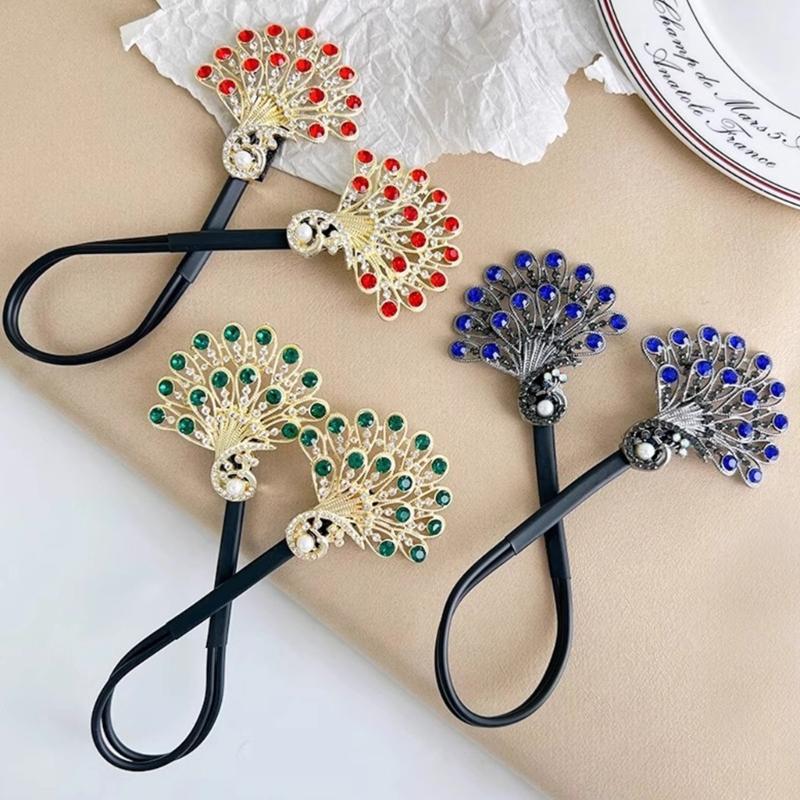 Peacocks Shaped Hairpin Strong Grip Alloy Materials For Gym Party Quick Hairstyling