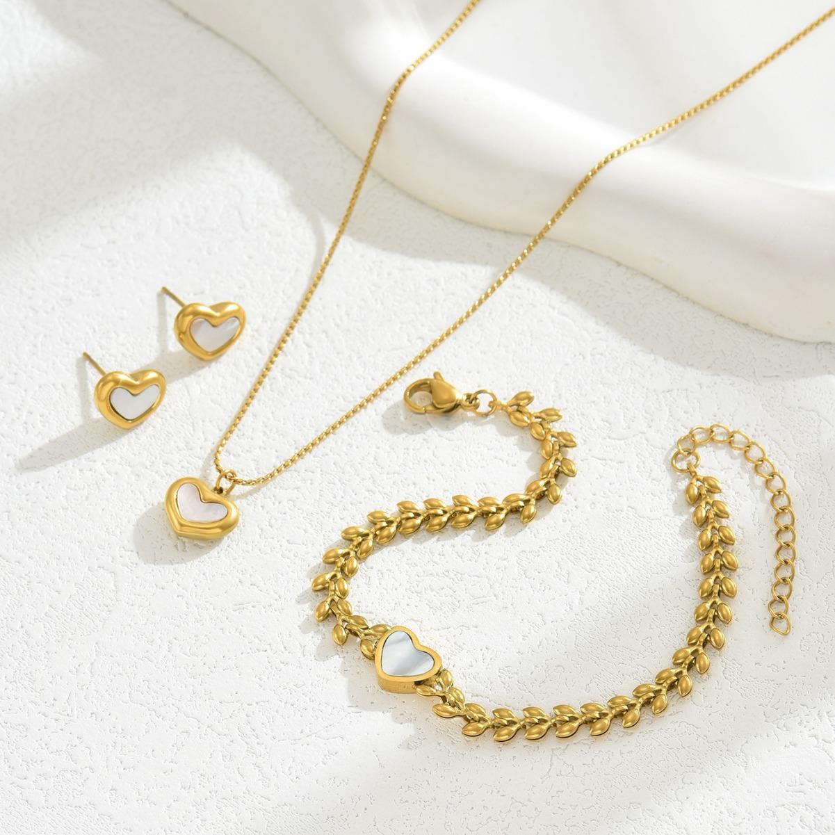 

Милый и свежий браслет, ожерелье, серьги, комплект, перламутровый пшеничный колосок, браслет, цепочка любви