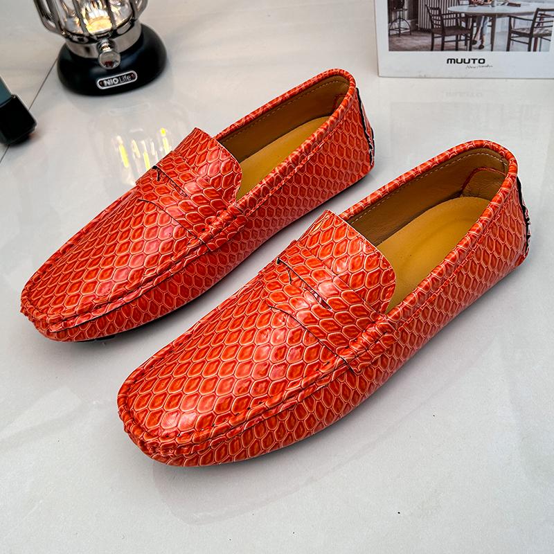 Fashion 2025 New Men Handmade Printed Beanie Shoes Fashion Soft Sole Casual Slip-On Comfort Lazy Loafers Shoes Brand Men's Driving Shoes