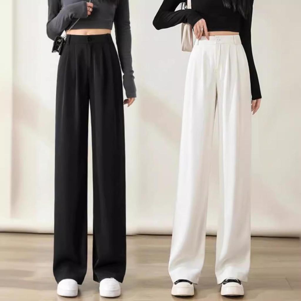 Spring/Summer 2026 Black Wide-Leg High-Waist Slimming Pants - New Fashion Casual Style