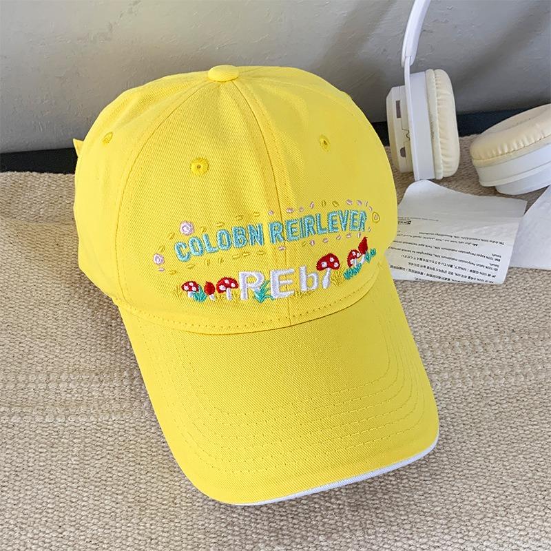 Flower embroidery baseball cap women's wide brim big face showing face small cap big head circumference versatile hat