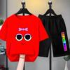 Summer Boys Girls Age 3-12 Tee+Shorts Suit Children Short Sleeve T-Shirts Child Casual Pink Black Clothes Sprunki Graphics