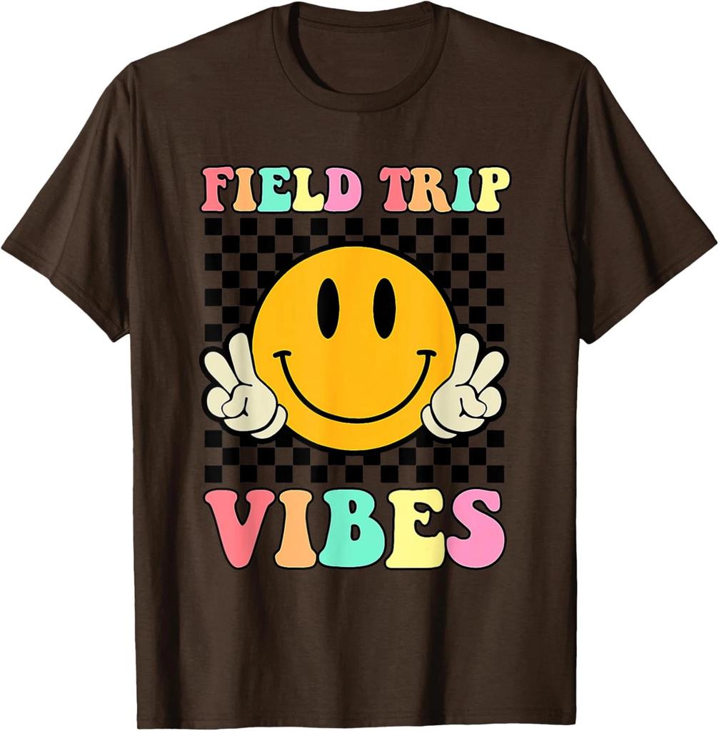 Field Trip Vibes Face Smile Retro Groovy 2024 Happy Unisex T-Shirt