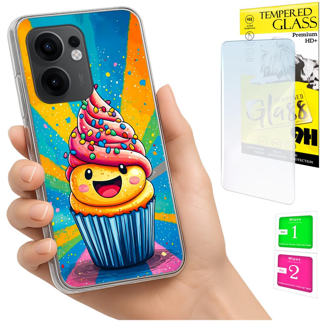 Etui Do Oppo Reno 13F 5G / 13 Fs 5G Obudowa Foto Case Plecki Cake Szkło 9H
