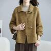 2025 Petite Autumn/Winter Korean Wool Double-Sided Short Jacket with Horn Buttons