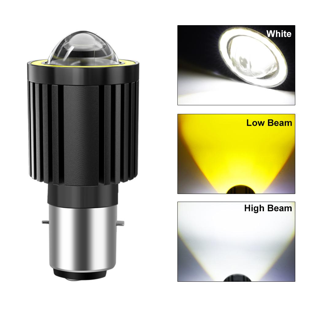 1 Adet 12-80V Evrensel H4 LED Motosiklet Farı 16000Lm BA20D H6 Melek Göz Motor Led Ampul CSP Çip Lens Motosiklet Farı Beyaz Sarı Hi Lo Işın