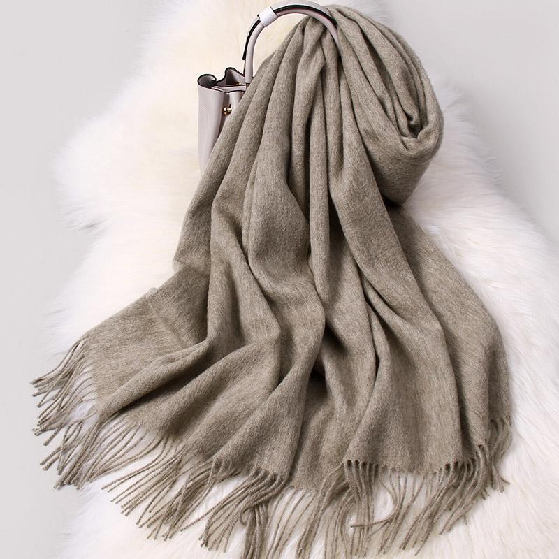 Winter 100% Wool Scarf For Women Fashion Luxury Thick Shawls Wraps Pashmina Ladies Foulard Femme Warm Cashmere Scarves Echarpe