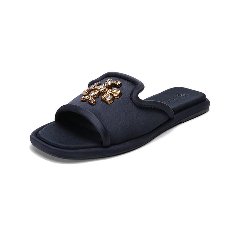 

Tory Burch Women s Double T Logo Flat Mules 8