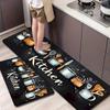 Kitchen Utensil Rug Set,Non Slip Oil Absorb Washable Anti Fatigue Mat,Black Letter Kitchen Entry Decor Floor Rug