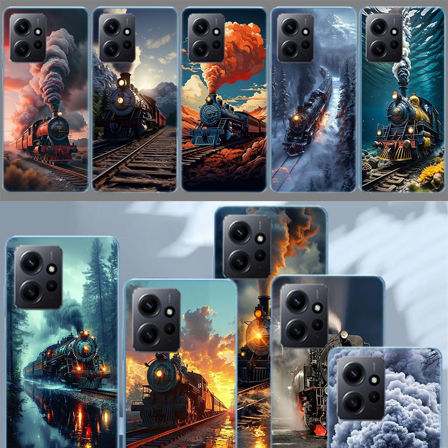 Steam Train Phone Case For Redmi Note 14 15 Pro 5G 13 12 Pro Plus 11 11T 11E 11S 10 Pro 10S 9 9S Cover Cell Clear TPU Capa Compa