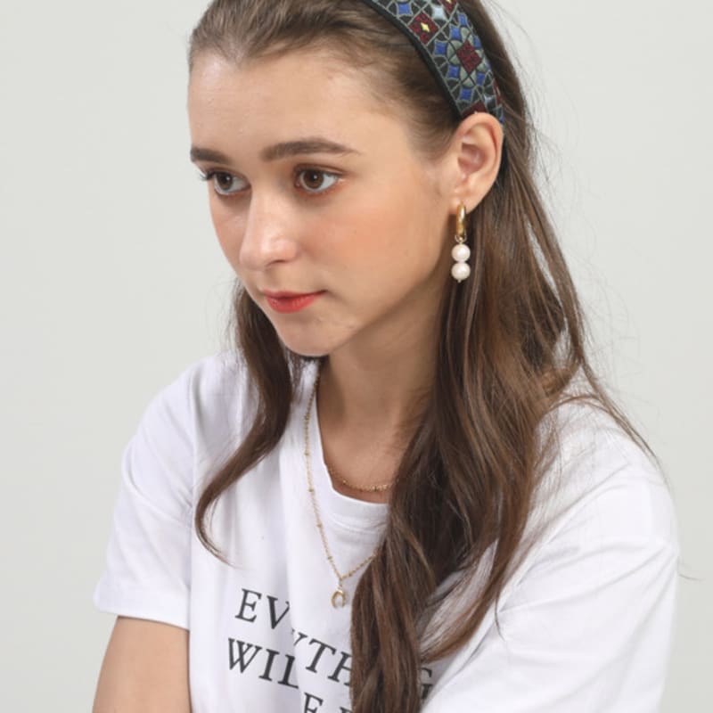 LALA Ethnic Lattice Hairband P-BLUEWINE