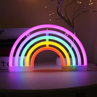 Regenbogen-Nachtlicht für die Schlafzimmerwand, mehrfarbige LED-Leuchten, 3D-Kunst-Nachtlicht, Kinderbatterie, Neon-LED-Streifen, 5V USB