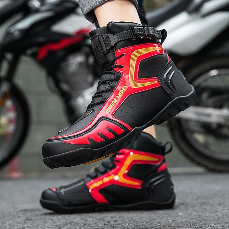 Unisex Ganzjahres Motorradstiefel Für Straßen- und Geländefahrten Atmungsaktiv Stoßdämpfend Anti-Rutsch Abriebfest