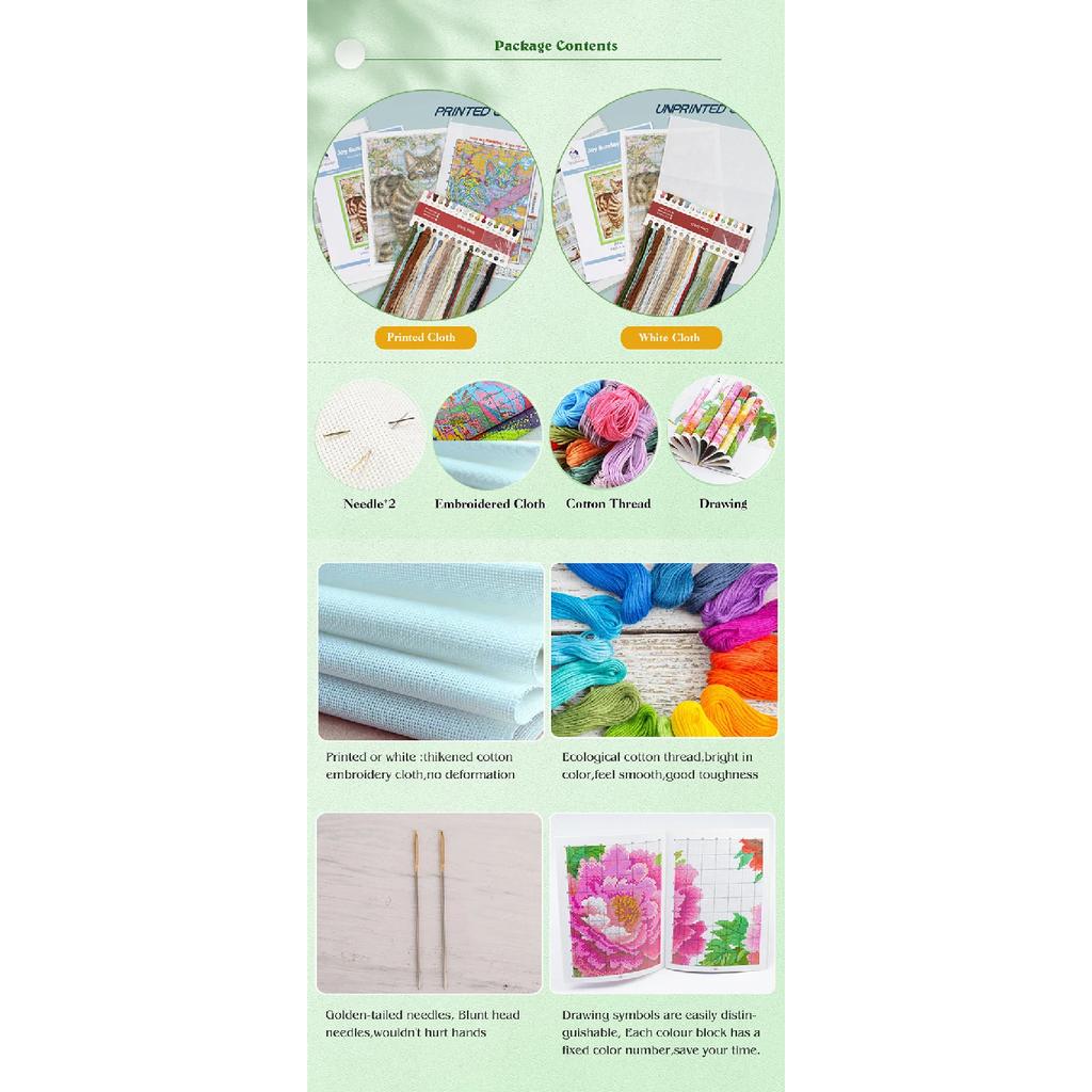 Joy Sunday Cross Stitch Kit Roses In Full Bloom HD Pattern Aida 16/14/11CT Counted Printed Canva DIY Embroidery Kit Decoration