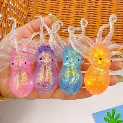 1/6/12 Pièces Poulpe Jouet Transparent à Paillettes Soulagement du Stress Poulpe Jouet Fidget Animal Marin Simulé