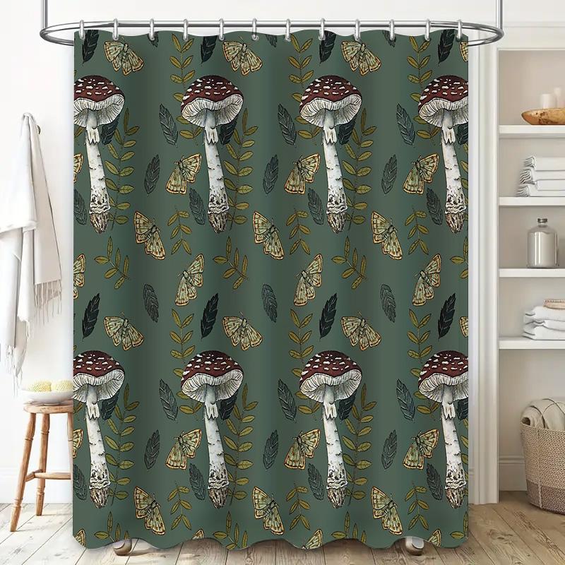 Mushroom Forest Shower Curtain Woodland Nature Backdrop Cottagecore Home Decor Bathroom Set Vintage Rustic Wall Tapestry