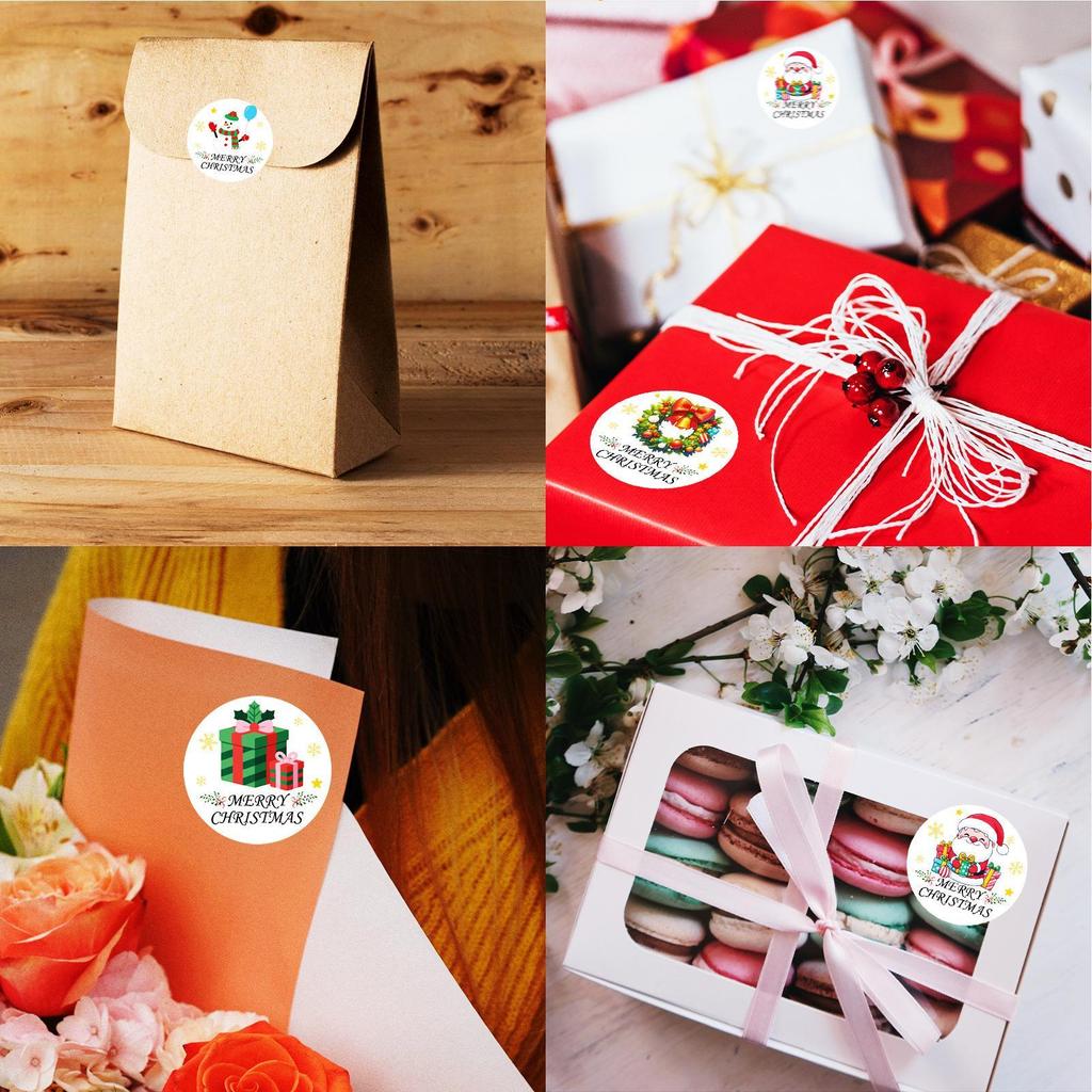 2025 Christmas Sticker Roll 500Pcs/set Envelopes And Gift Wrapping Decal Roll For Envelope Seal New Year Decoration