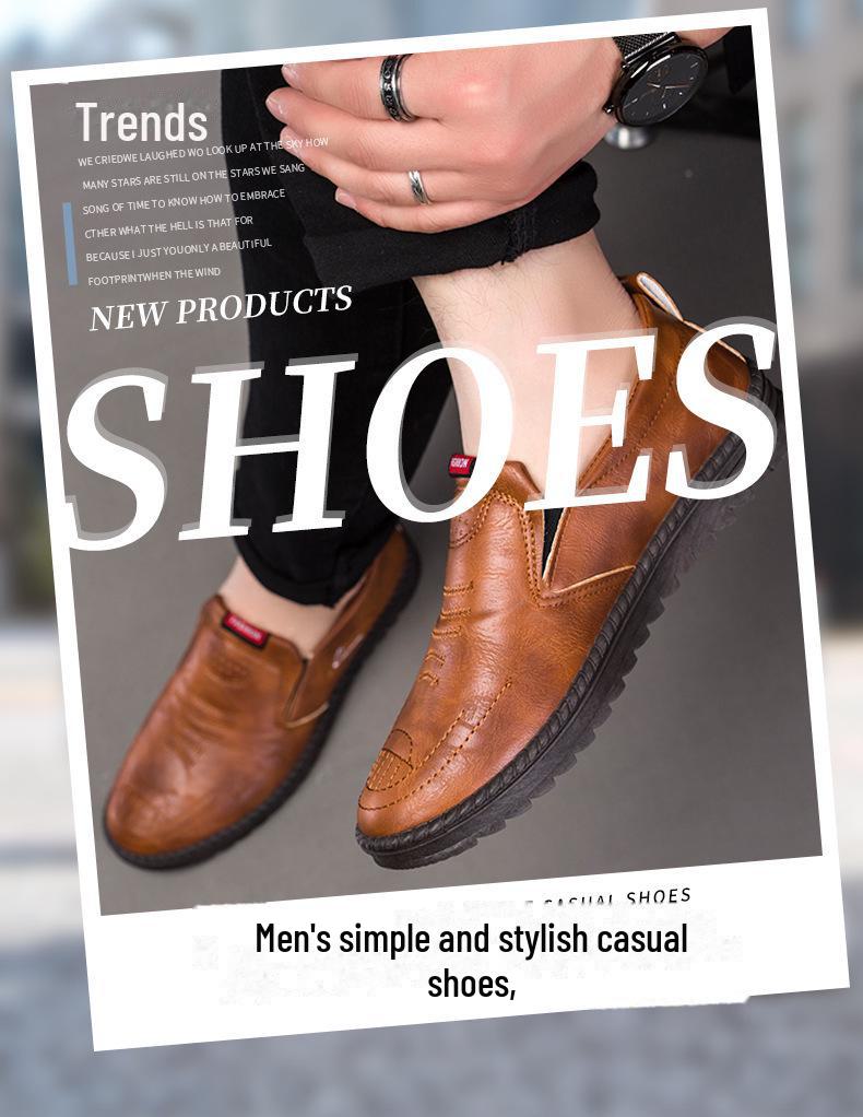 Men's Spring 2023 Slip-On Soft Leather Casual Shoes with Breathable Soft Sole