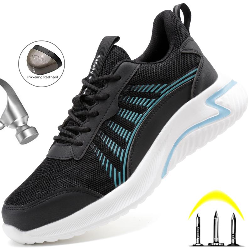 Men Sport Safety Shoes Women Breathable Work Sneakers Anti-Smash Steel Toe Work Shoes Men Lightweight Indestructible Shoes Male