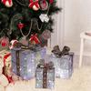 Christmas Decoration Gift Box Three-Piece Set Pile Ornaments Iron Gift Box Luminous Christma Suppli