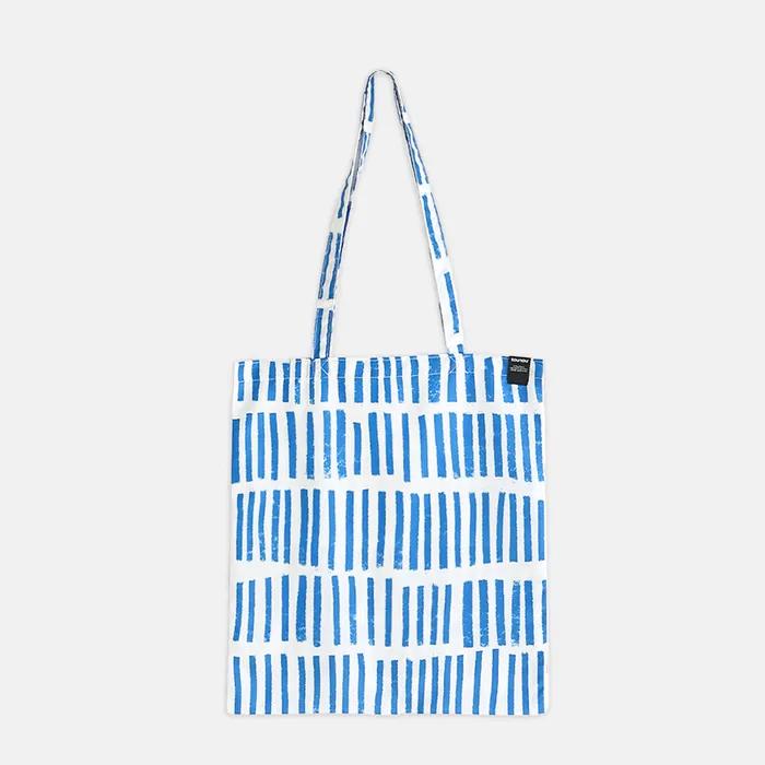 Artist Caroline Corrigan, Blue Dashes Airy Eco Bag