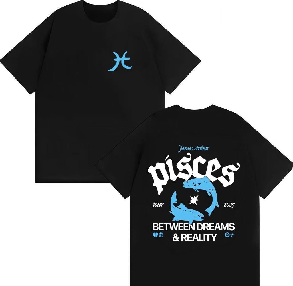 Harajuku James Arthur T Shirt Male The Pisces World Tour Street Aesthetic Y2K Casual Mens 2026 Spring summer Shortsleeved top