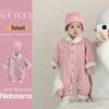 Coffee-Colored Fleece-Lined Baby Romper: Trendy Padded Cotton Jumpsuit for Boys/Girls