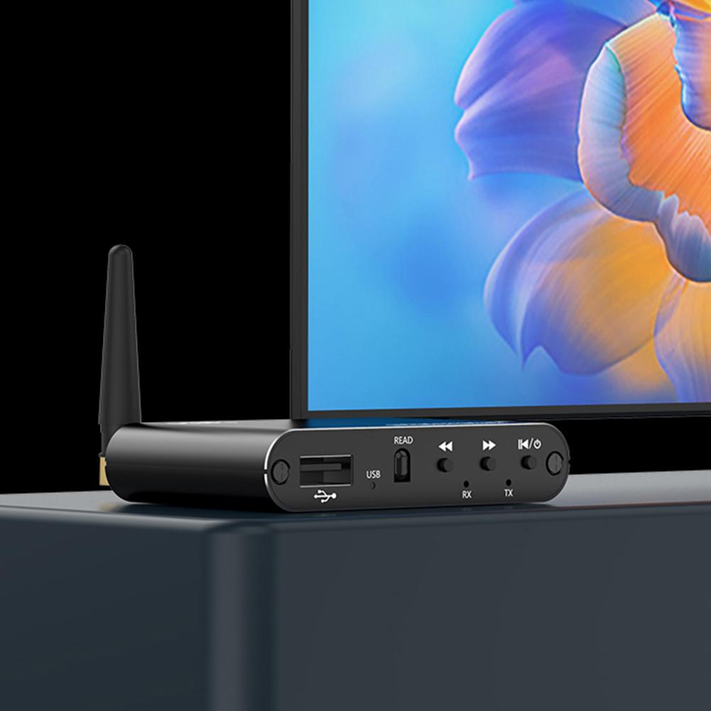 Bluetooth-Compatible 5.4 Audio Adapter 3.5mm Aux HiFi Music Wireless Adapter BT/U-Disk Play W/ Remote Control for TV Home Stereo