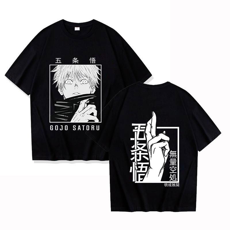 Hot Anime Gojo Satoru Printed Loose T-shirt Women Men Fashion Harajuku Casual Cool Cartoon Streetwear Tops