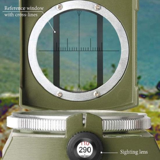 High Accuracy Waterproof Military Lensatic Sighting Army Working Compass Suitable for Camping Hiking Survival Emergency Luminous Sighting