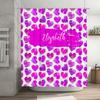 Pink Hearts Bathroom Shower Curtain Personalized with Name for Girls Gift Decor Home Decoration Waterproof Fabric Size Customize