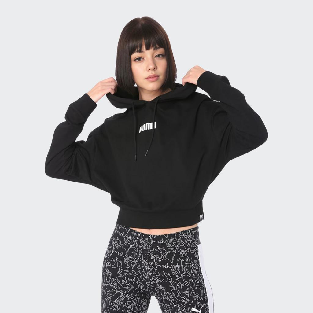 Puma Felpa Crop con Stampa Logo Donna Top Nero 579612-01