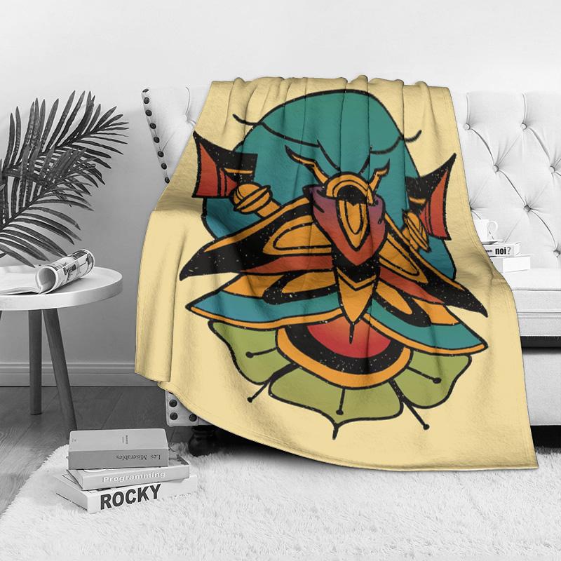 Decorative Throw Blanket with Psychedelic Butterfly Pattern Floral Design Mandala Bed Blanket Sofa Cover Gift for Women