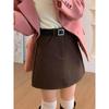 Koreanischer Retro High-Waist A-Linienrock aus Wollmischung für Damen - Herbst/Winter Hüftbetonendes, schlank machendes Design