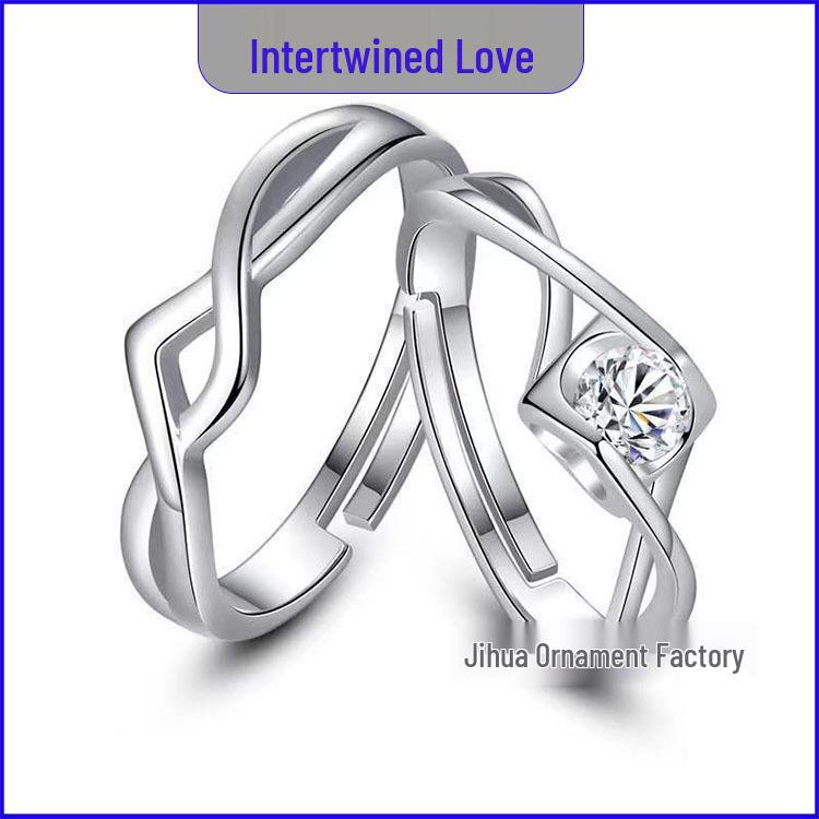 Adjustable Couple Rings: Korean Style White Gold Plated Valentine's Jewelry