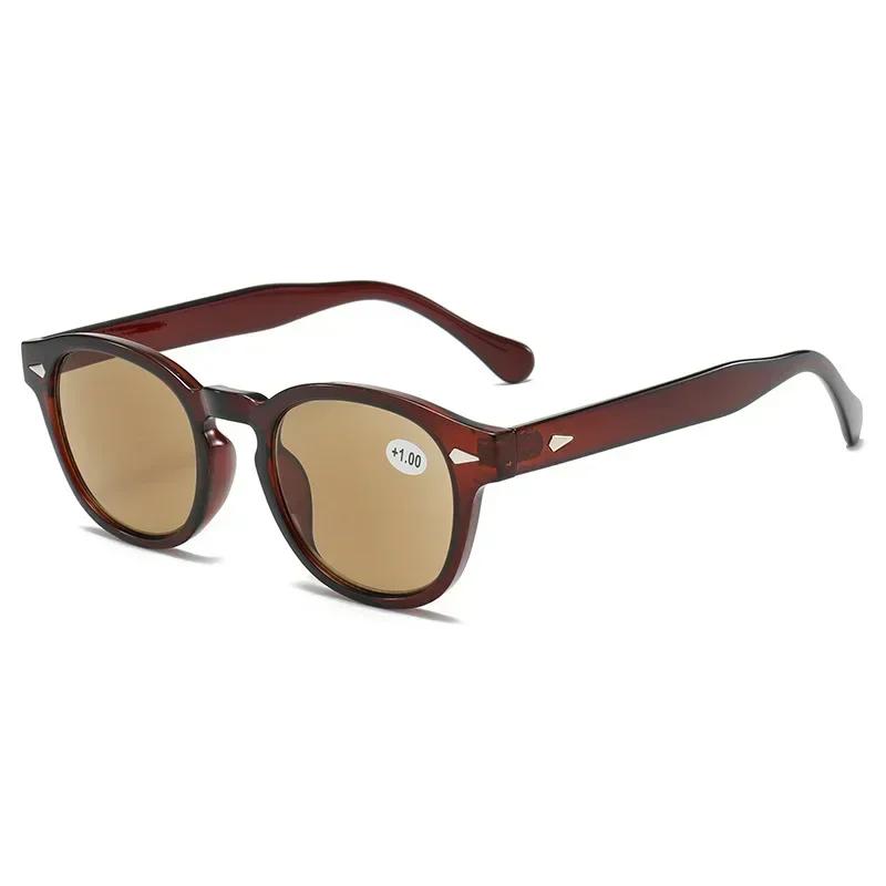 Women Men Ultra Light Unisex Presbyopia Glasses Vintage Rivet Leopard Round Sunglasses Fashion Reading