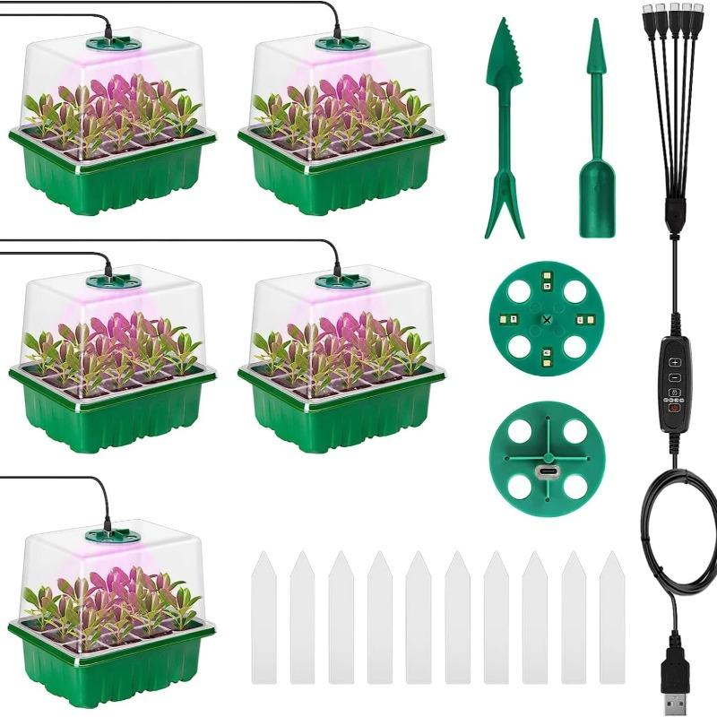 4/5/6 Heads Full Spectrum USB 5V LED Grow Light with Seedling Starter Tray Greenhouse Plant Growing Lamp for Seedlings