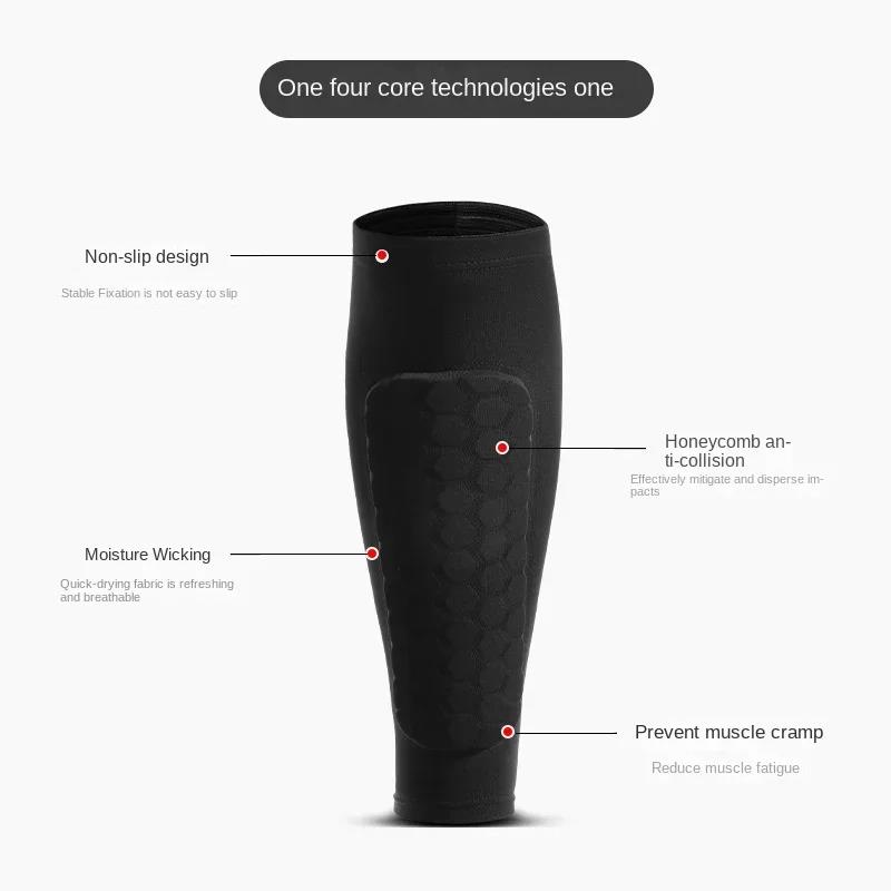 1 Pair Leg Sleeves Shin Guards Shockproof Honeycomb Nylon Support Sock Shin Protector Soccer Gear Soccer Shields Sports Legging 1