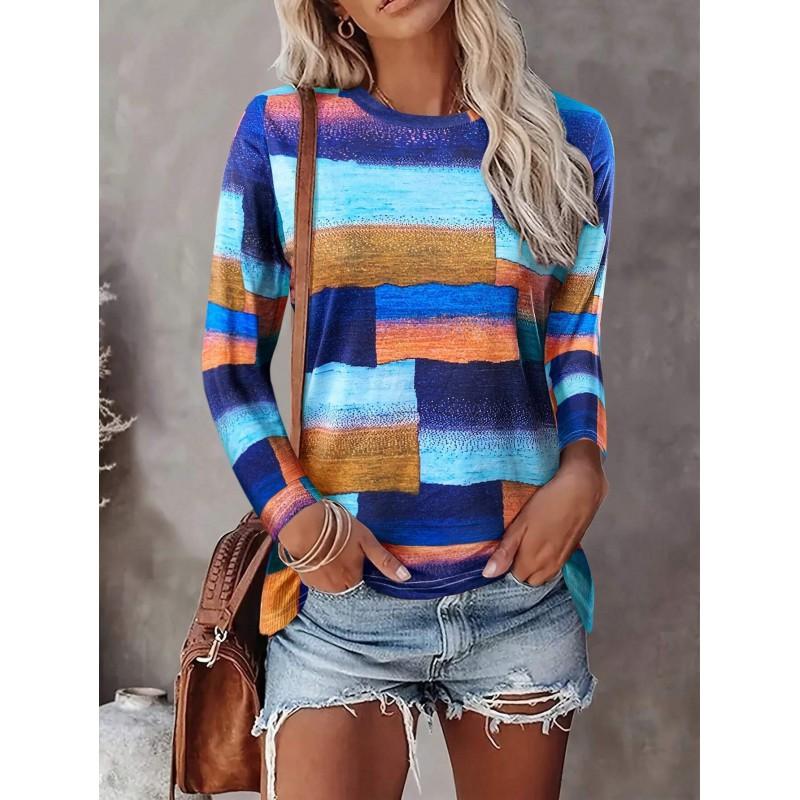 Womens Long Sleeve Crew Neck T-Shirt With 3D Flamingo Print Soft Milk Silk Fabric Loose Fit Casual 2025