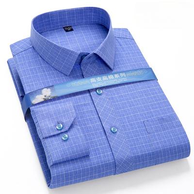 Yeni gömlek ekose uzun kollu gömlekler erkek için slim fit resmi ekose gömlek tek cepli yumuşak tasarımcı vintage çizgili giysiler