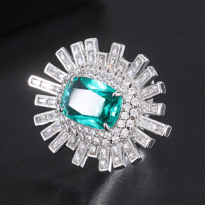 

Product inlaid with diamonds, colored zircon ring, exaggerated jewelry, zircon ring, new women s style
