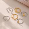 Qiong Yao Inspired Niche Design Adjustable Stainless Steel Cat Ring with PVD Coating